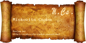 Miskovits Csaba névjegykártya
